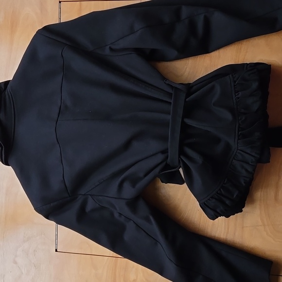 INC Black 5 Button Blazer with Ruffled Collar - Picture 3 of 6